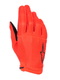 Alpinestars A-Aria Gloves, guantes de ciclismo de montaña, naranja Spicy Orange, con logotipo de estrella negra en el lateral, tejido elástico transpirable con textura y diseño ligero de perfil bajo