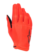 Alpinestars A-Aria Gloves, guantes de ciclismo de montaña, naranja Spicy Orange, con logotipo de estrella negra en el lateral, tejido elástico transpirable con textura y diseño ligero de perfil bajo