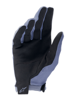 Guantes Alpinestars A-Aria, guantes de ciclismo MTB, azul infinito y negro, vista de la palma con ante sintético para mayor agarre, parche de la palma reforzado y cierre de muñeca con velcro y el logotipo de Alpinestars