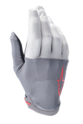 Guantes Alpinestars A-Aria, guantes de ciclismo MTB, gris oscuro y gris claro con detalles en rojo, con logo de estrella roja, tejido elástico ventilado y construcción ligera y flexible