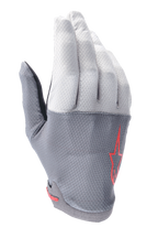 Guantes Alpinestars A-Aria, guantes de ciclismo MTB, gris oscuro y gris claro con detalles en rojo, con logo de estrella roja, tejido elástico ventilado y construcción ligera y flexible
