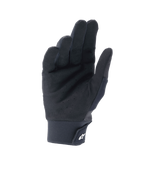 Guantes Alpinestars A-Supra Shield, negros, vista de la palma con gamuza sintética perforada para ventilación, puño de neopreno con cierre de gancho y bucle y logotipo de estrella blanco, equipamiento técnico para MTB y ciclismo de gravedad