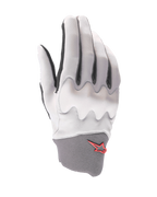 Alpinestars A-Supra Shield Gloves, guantes para ciclismo de montaña, gris claro, con un escudo protector de nudillos ondulado, puño de neopreno gris oscuro con el logo de la estrella roja, diseño ergonómico para ciclismo de gravedad