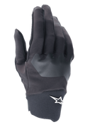 Alpinestars A-Supra Gloves, guantes de ciclismo MTB, negros con parche texturizado gris, logo de estrella blanca en la muñeca, material de spandex flexible para ciclismo de montaña y conducción todoterreno