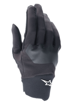 Alpinestars A-Supra Gloves, guantes de ciclismo MTB, negros con parche texturizado gris, logo de estrella blanca en la muñeca, material de spandex flexible para ciclismo de montaña y conducción todoterreno