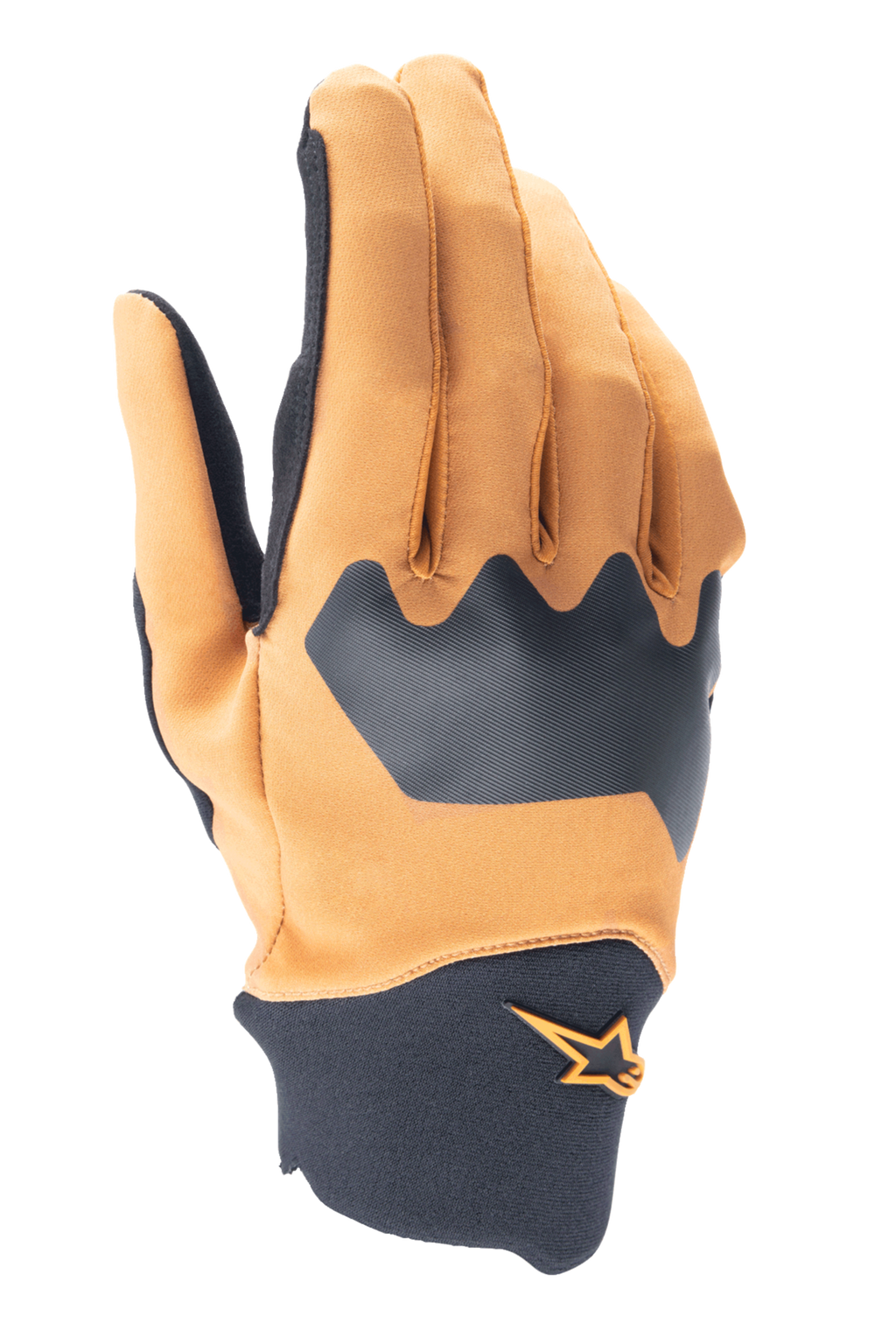 Guantes Alpinestars A-Supra, guantes para ciclismo de montaña, oro oscuro y negro, dorso de spandex flexible con puño de neopreno, con un logotipo de estrella naranja, equipamiento duradero para ciclismo todoterreno