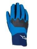 Guantes Alpinestars A-Supra, guantes de ciclismo MTB, azul y azul marino con detalles en negro, logotipo Astars blanco en el puño, construcción de tejido flexible para un rendimiento todoterreno