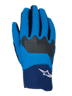 Guantes Alpinestars A-Supra, guantes de ciclismo MTB, azul y azul marino con detalles en negro, logotipo Astars blanco en el puño, construcción de tejido flexible para un rendimiento todoterreno