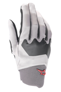 Alpinestars A-Supra Gloves, guantes de ciclismo de montaña, gris claro y negro, con un panel texturizado en los nudillos y un pequeño logotipo de estrella roja en el puño de neopreno, construcción de spandex flexible para ciclismo