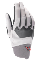 Alpinestars A-Supra Gloves, guantes de ciclismo de montaña, gris claro y negro, con un panel texturizado en los nudillos y un pequeño logotipo de estrella roja en el puño de neopreno, construcción de spandex flexible para ciclismo