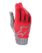 Alpinestars A-Dura Gloves, guantes de ciclismo de montaña, rojo flúor y gris, con un gran logo de estrella gris en el dorso, detalles negros en los dedos, puño acanalado y tejido elástico para MTB