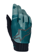 Guantes Alpinestars A-Dura, guantes de ciclismo de montaña MTB, Green Camo, patrón de camuflaje verde azulado y verde oscuro con un logotipo de estrella gris grande, puño de neopreno acanalado negro, equipamiento técnico para ciclismo todoterreno