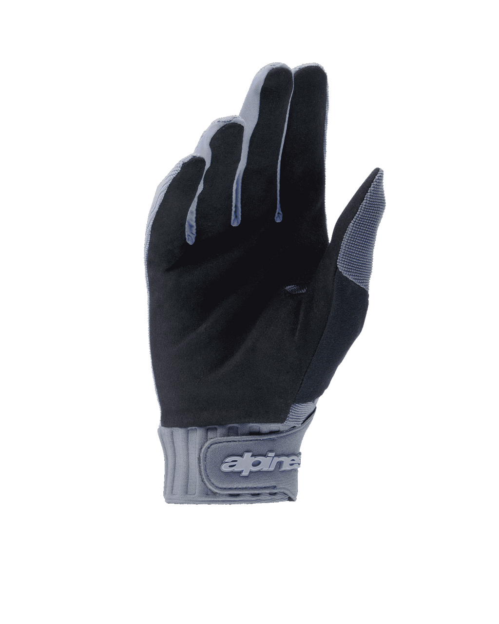 Guantes Alpinestars A-Dura, guantes de ciclismo, color azul y negro, vista de la palma con ante sintético para mayor agarre, puño de neopreno con cierre de gancho y bucle y logo de la marca, equipamiento duradero para ciclismo de montaña