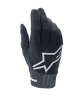 Alpinestars Stella A-Dura para mujer, guantes negros de MTB, logotipo de estrella blanca prominente en el dorso, textura textil acanalada, ajuste ceñido con puño de neopreno para ciclismo de montaña
