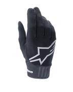 Alpinestars Stella A-Dura para mujer, guantes negros de MTB, logotipo de estrella blanca prominente en el dorso, textura textil acanalada, ajuste ceñido con puño de neopreno para ciclismo de montaña