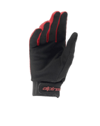 Guantes Alpinestars Stella A-Dura para mujer, guantes de bicicleta de montaña, color burdeos y negro, vista de la palma que muestra el agarre de ante sintético, puño de neopreno con cierre de gancho y bucle, logotipo rojo de Alpinestars