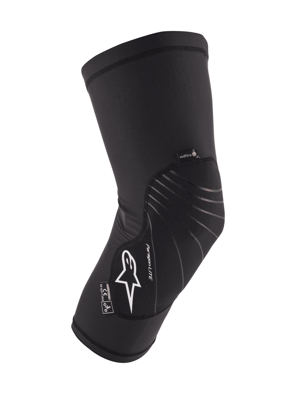 Alpinestars Youth Paragon Lite Knee Protector, negro, protección para ciclismo de montaña MTB, manga de malla transpirable con panel frontal texturizado, logo Astar blanco, diseño ligero, flexible y fácil de poner