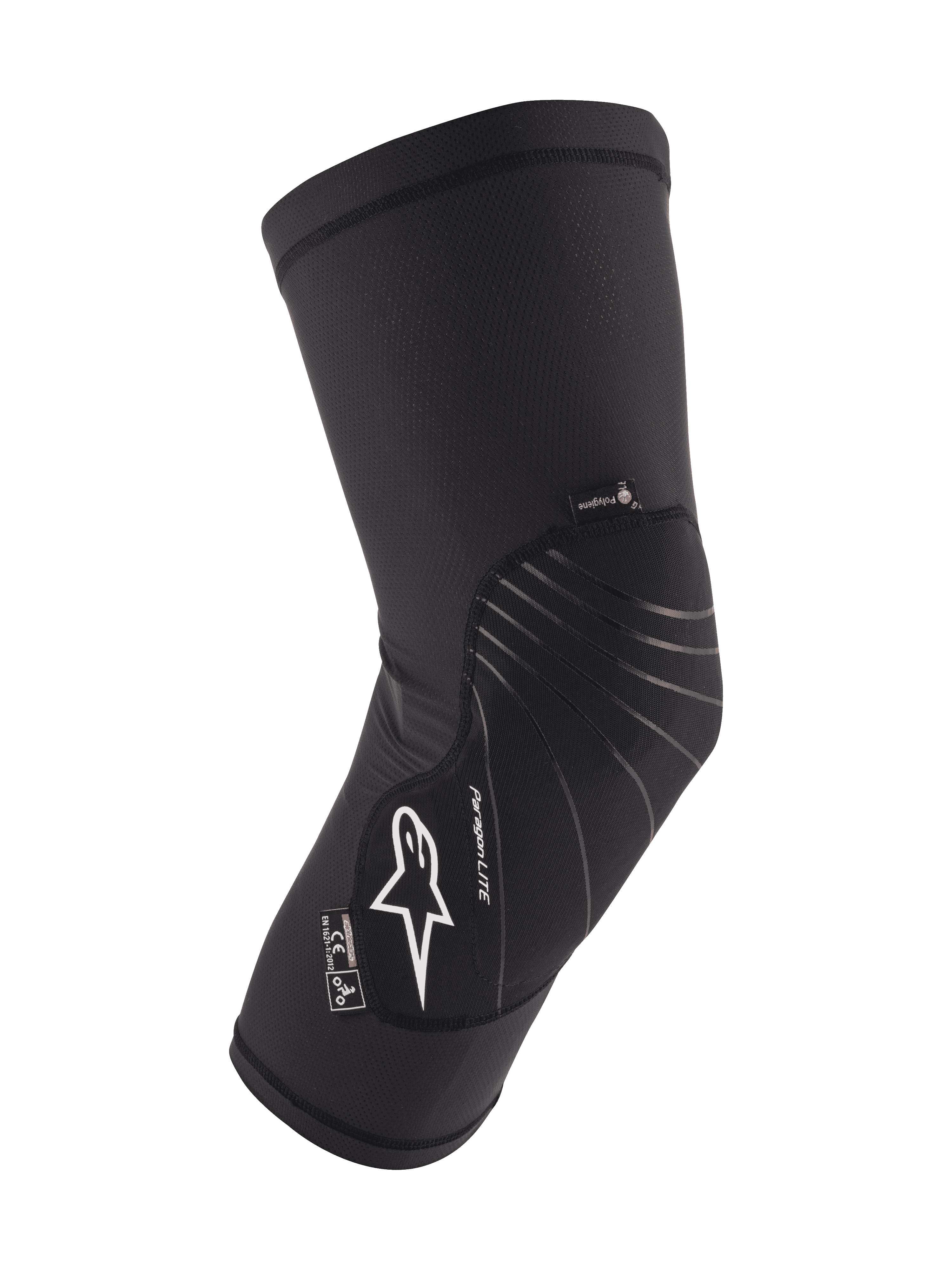 Alpinestars Youth Paragon Lite Knee Protector, negro, protección para ciclismo de montaña MTB, manga de malla transpirable con panel frontal texturizado, logo Astar blanco, diseño ligero, flexible y fácil de poner