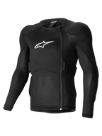 Alpinestars Chaqueta Protectora A-Impact Plasma, chaqueta de protección de mangas largas para ciclismo de montaña, negra con logotipo blanco, protectores Nucleon Plasma certificados CE nivel 2 y tejido de malla transpirable