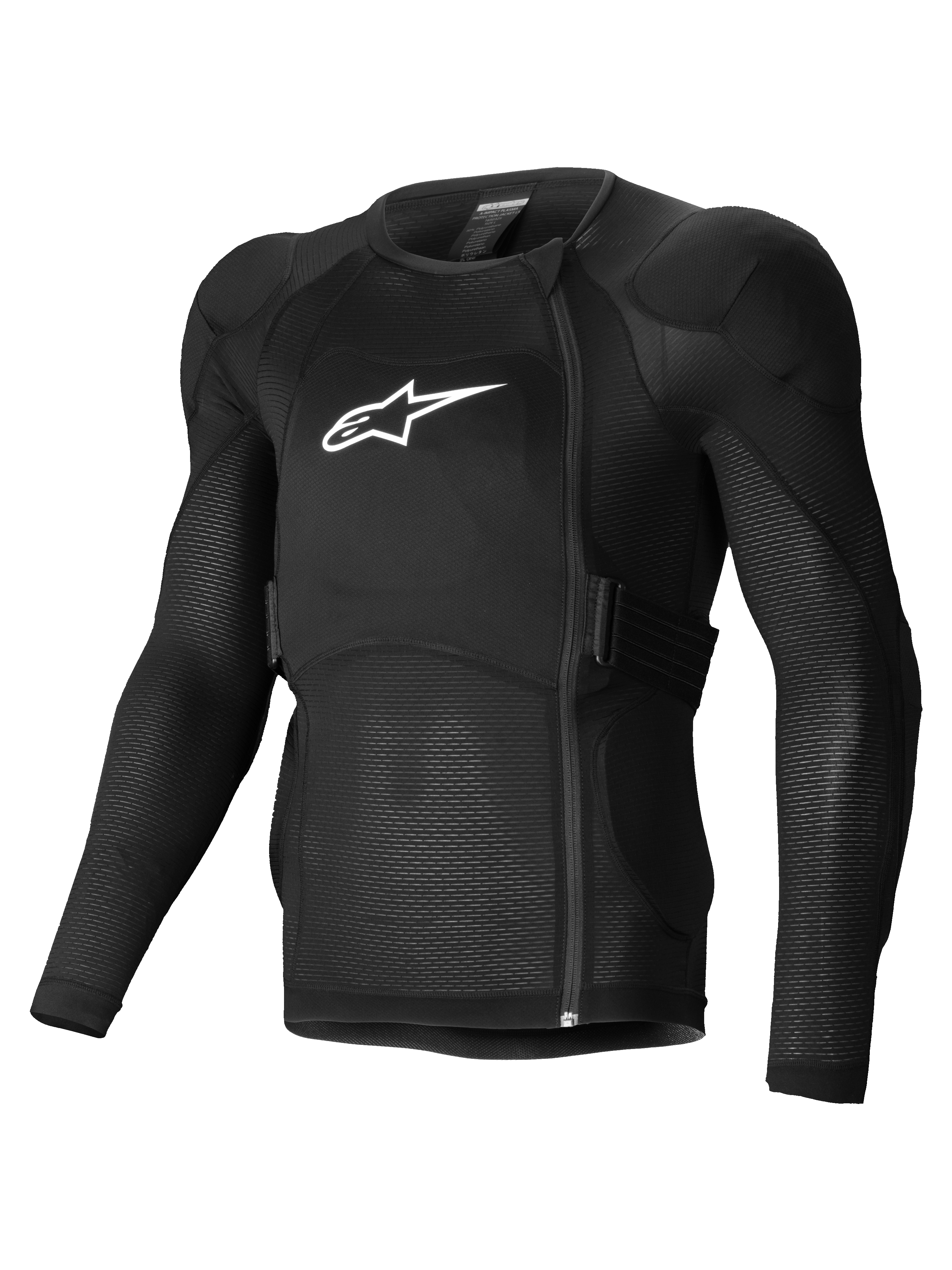 Alpinestars Chaqueta Protectora A-Impact Plasma, chaqueta de protección de mangas largas para ciclismo de montaña, negra con logotipo blanco, protectores Nucleon Plasma certificados CE nivel 2 y tejido de malla transpirable