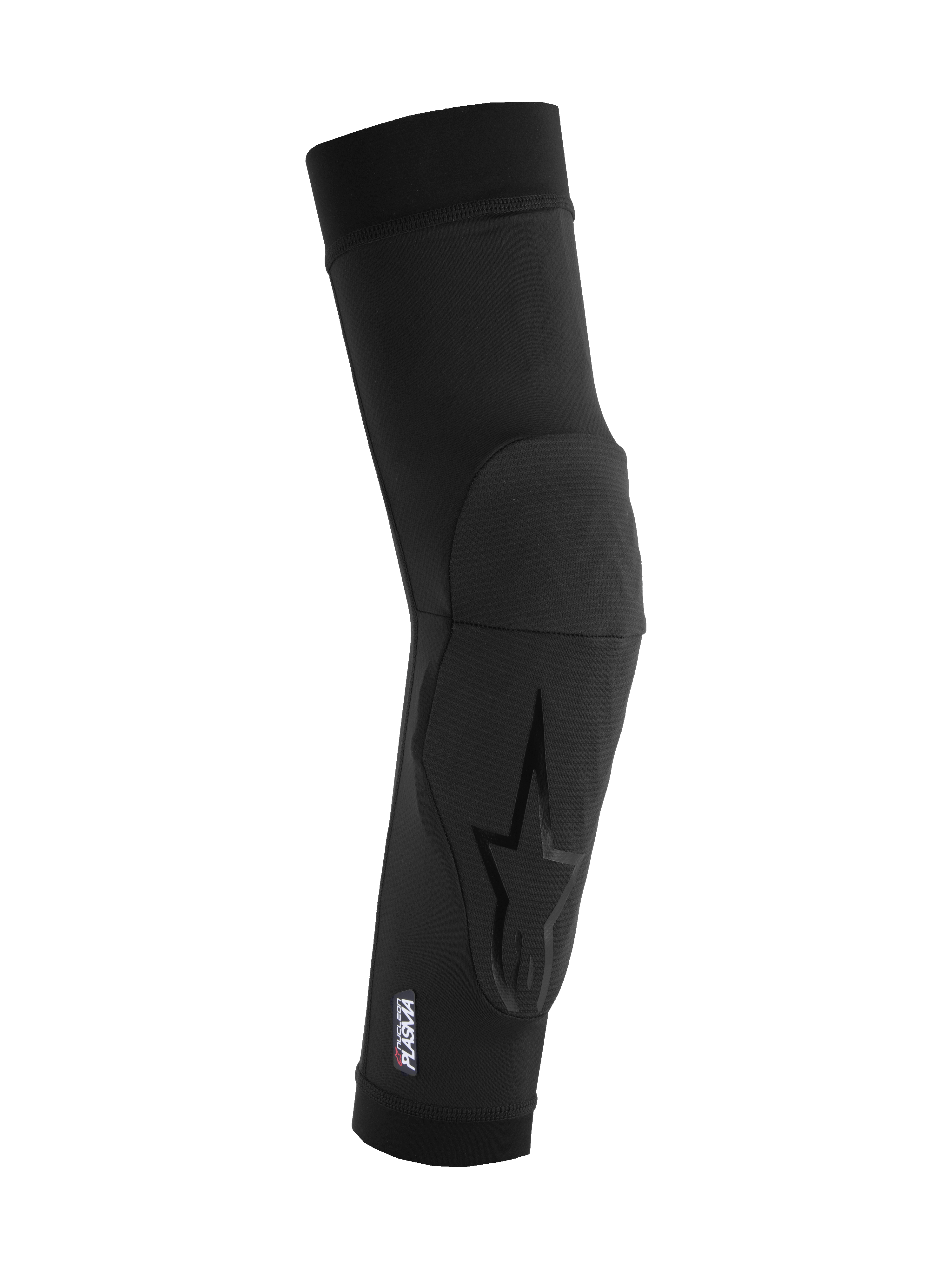 Codera Alpinestars A-Motion Plasma, negra, protector de codo para MTB con acolchado contra impactos Nucleon Plasma, diseño de malla transpirable tipo manga con ajuste ergonómico y logotipo de estrella sutil, protección ligera para ciclismo de montaña
