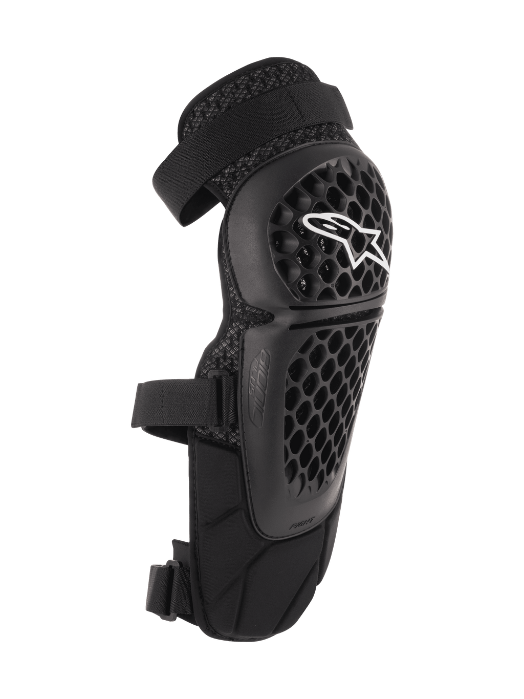 Protectores de rodilla y espinilla Alpinestars Bionic Plus, negros, protección para todoterreno y MTB, con carcasa perforada de panal, logo de Alpinestars blanco, correas dobles ajustables y ventilación de malla 3D, diseño ergonómico curvo