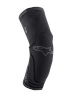 Alpinestars Paragon Plus Knee Protectors, Mountain Bike Knee Protection, Black, ergonomic curved design with breathable stretch mesh, slip-on style, subtle gray Astar logo on the front