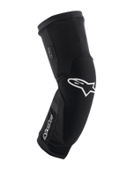 Alpinestars Paragon Plus Knee Protectors, rodilleras para ciclismo de montaña MTB, negro y blanco, funda de malla transpirable de fácil ajuste, diseño ergonómico curvo con logo de estrella blanca, construcción acolchada para conducción todoterreno