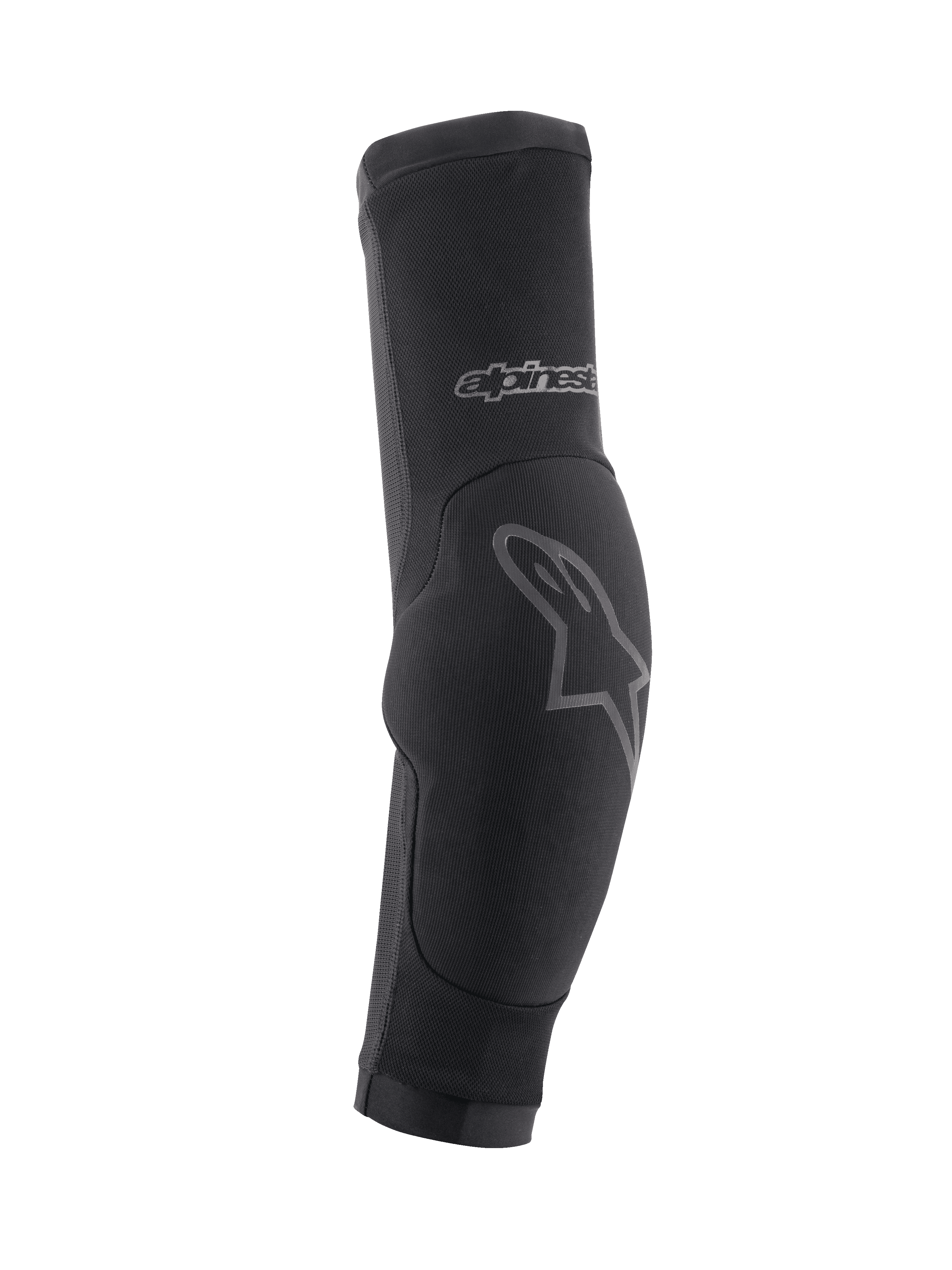 Alpinestars Paragon Plus, coderas para MTB, negras con detalles de logotipos en gris, diseño de manga ajustable con sección de codo acolchada y material de malla transpirable, equipo de protección para ciclismo todoterreno