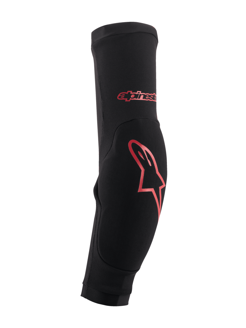 Alpinestars Paragon Plus Elbow Protectors, negras con logo rojo, protección para ciclismo de montaña MTB, diseño de manga ajustable y elástica con acolchado de impacto reforzado y estructura de malla transpirable