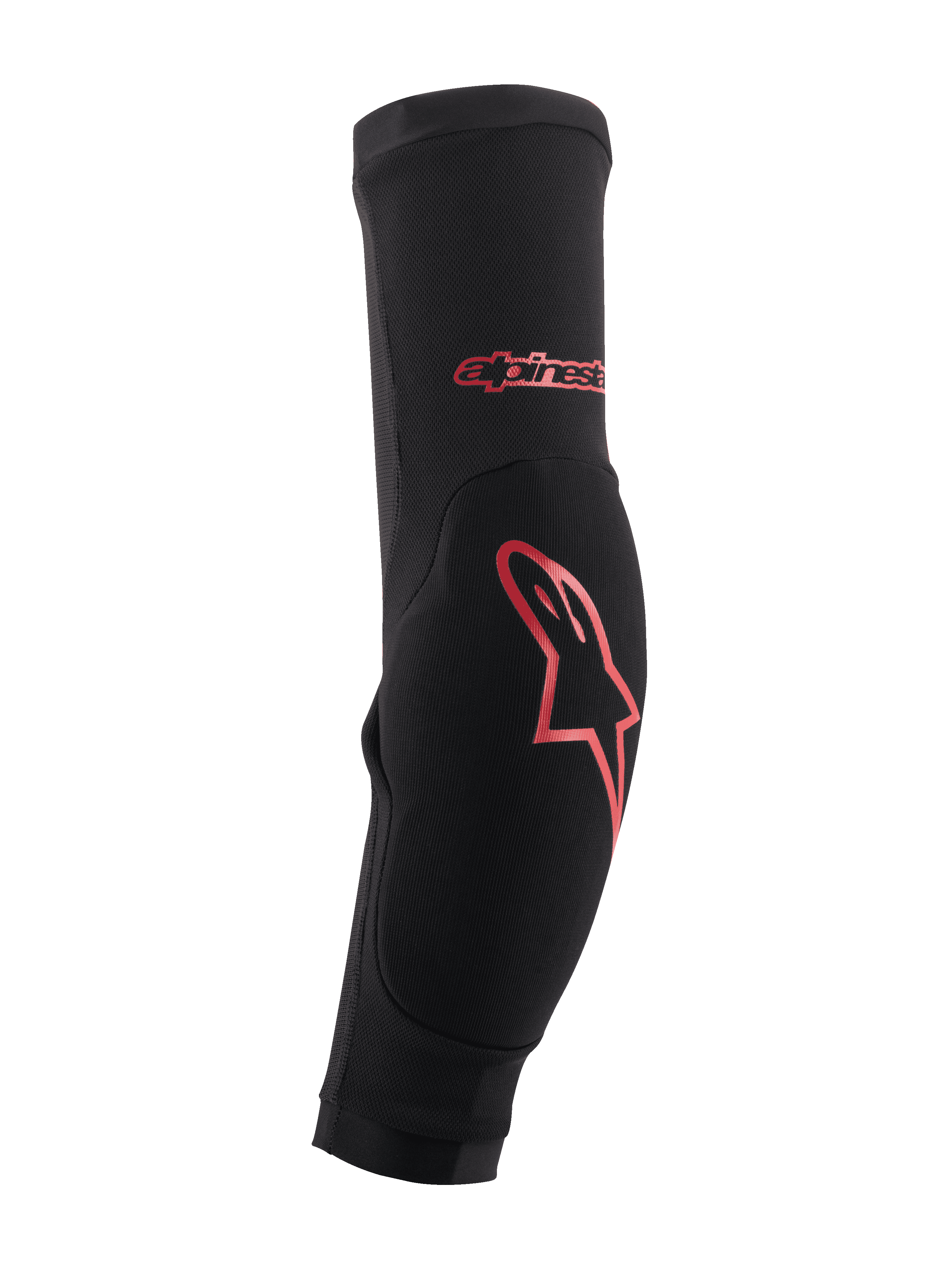 Alpinestars Paragon Plus Elbow Protectors, negras con logo rojo, protección para ciclismo de montaña MTB, diseño de manga ajustable y elástica con acolchado de impacto reforzado y estructura de malla transpirable
