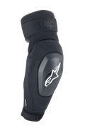 Alpinestars A-Impact Plasma Elite Shield Elbow Protector, protector de codo negro con logotipo de estrella blanco, protección de carcasa rígida de TPU con correas dobles ajustables, ventilación de malla, diseño ergonómico precurvado, equipo de protección para MTB