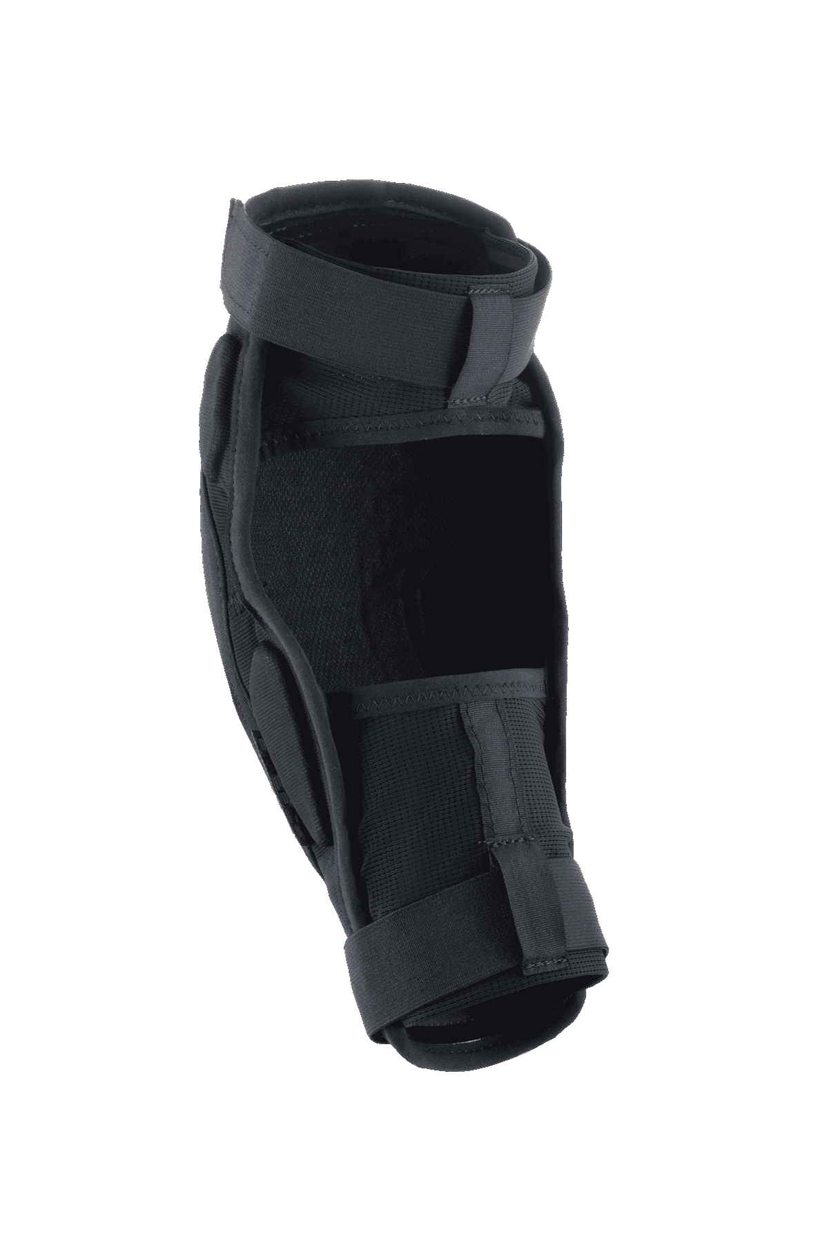 Alpinestars A-Impact Plasma Pro Elbow Protector, negro, vista trasera que muestra el cierre de doble correa y paneles de malla transpirable, diseño ergonómico para protección en ciclismo de montaña