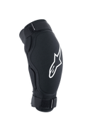 Protector de codo Alpinestars A-Impact Plasma Pro, equipo de protección para MTB, negro con logo blanco, con correas de velcro dobles ajustables y un diseño ergonómico precurvado