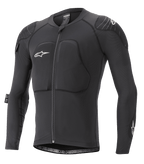Alpinestars Paragon Lite Protection Jacket - Manga Larga, protección corporal para MTB, negra, construcción de malla transpirable con pecho y hombros acolchados, cremallera frontal, logo de estrella blanca en el pecho, diseño ligero y ajustado
