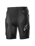 Alpinestars Vector Tech Shorts, pantalones cortos de protección para ciclismo negros, diseño de compresión acolchado con paneles de malla rojos, logotipo de estrella blanco en el muslo, malla elástica ligera con protección de espuma EVA, equipamiento para MTB y descenso