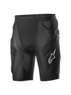 Alpinestars Vector Tech Shorts, pantalones cortos de protección para ciclismo negros, diseño de compresión acolchado con paneles de malla rojos, logotipo de estrella blanco en el muslo, malla elástica ligera con protección de espuma EVA, equipamiento para MTB y descenso