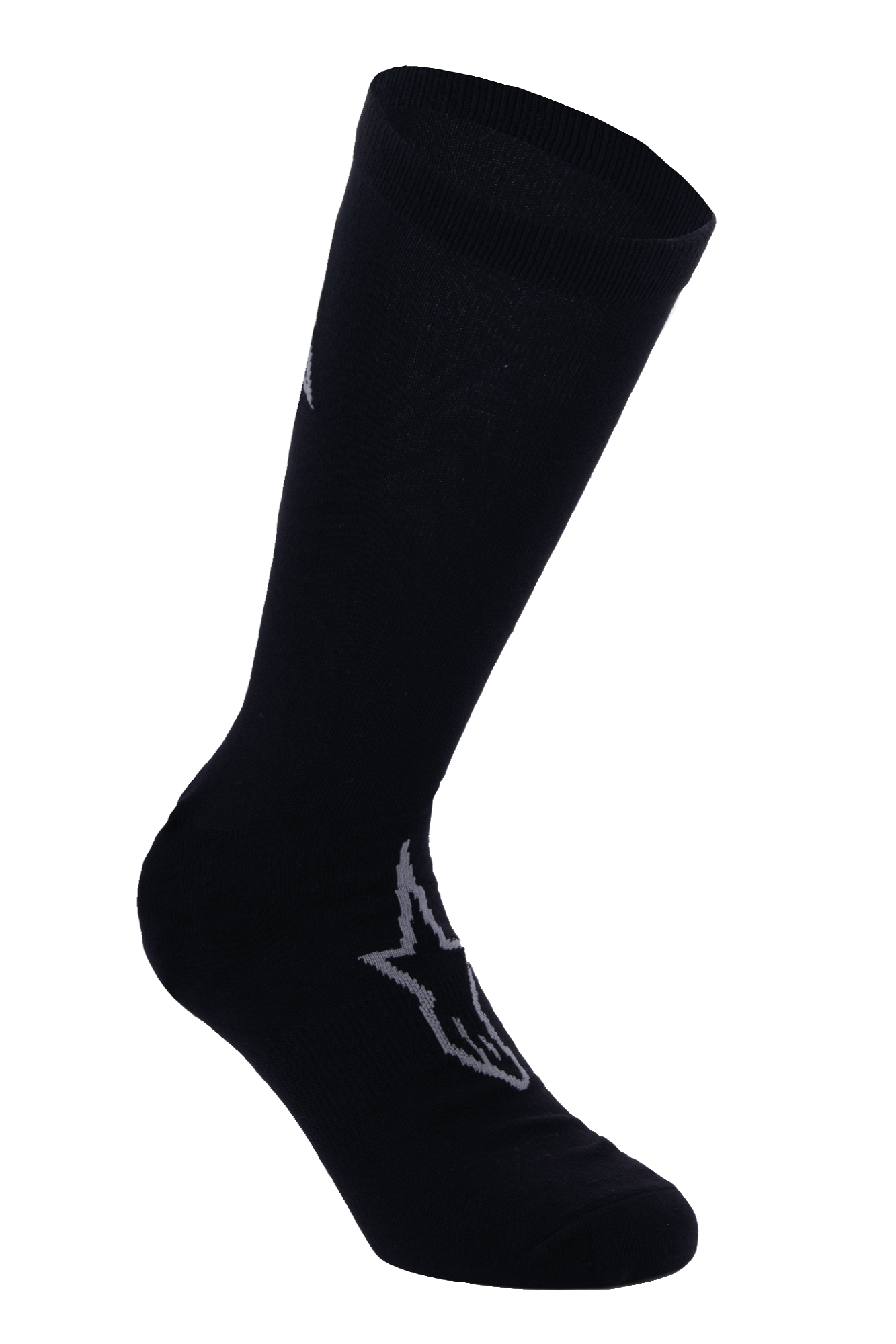 Alpinestars A-Dura Thermal Socks, calcetines de ciclismo negros con logo Astars gris, longitud a media pantorrilla con puño acanalado, tejido térmico elástico suave para ciclismo de montaña en invierno