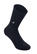 Alpinestars Alps Crew Socks, calcetines de ciclismo, negros, pantorrilla de punto acanalado con parche de logotipo de estrella bordado, estilo crew clásico para MTB y ciclismo de carretera