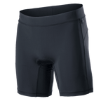 Alpinestars Drop Inner Shorts, pantalones cortos interiores de ciclismo de montaña negros con acolchado de badana integrado, cintura elástica ancha, ajuste de compresión ergonómico y tejido elástico transpirable de secado rápido para trail y Enduro.
