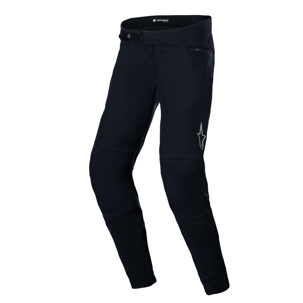 Alpinestars A-Dura Thermal Pant, pantalones de mountain bike, negro, con capa exterior de nylon resistente, sistema de cierre de trinquete, logotipo de estrella reflectante en el muslo izquierdo y forma anatómica precurvada para mayor comodidad en la conducción todoterreno.