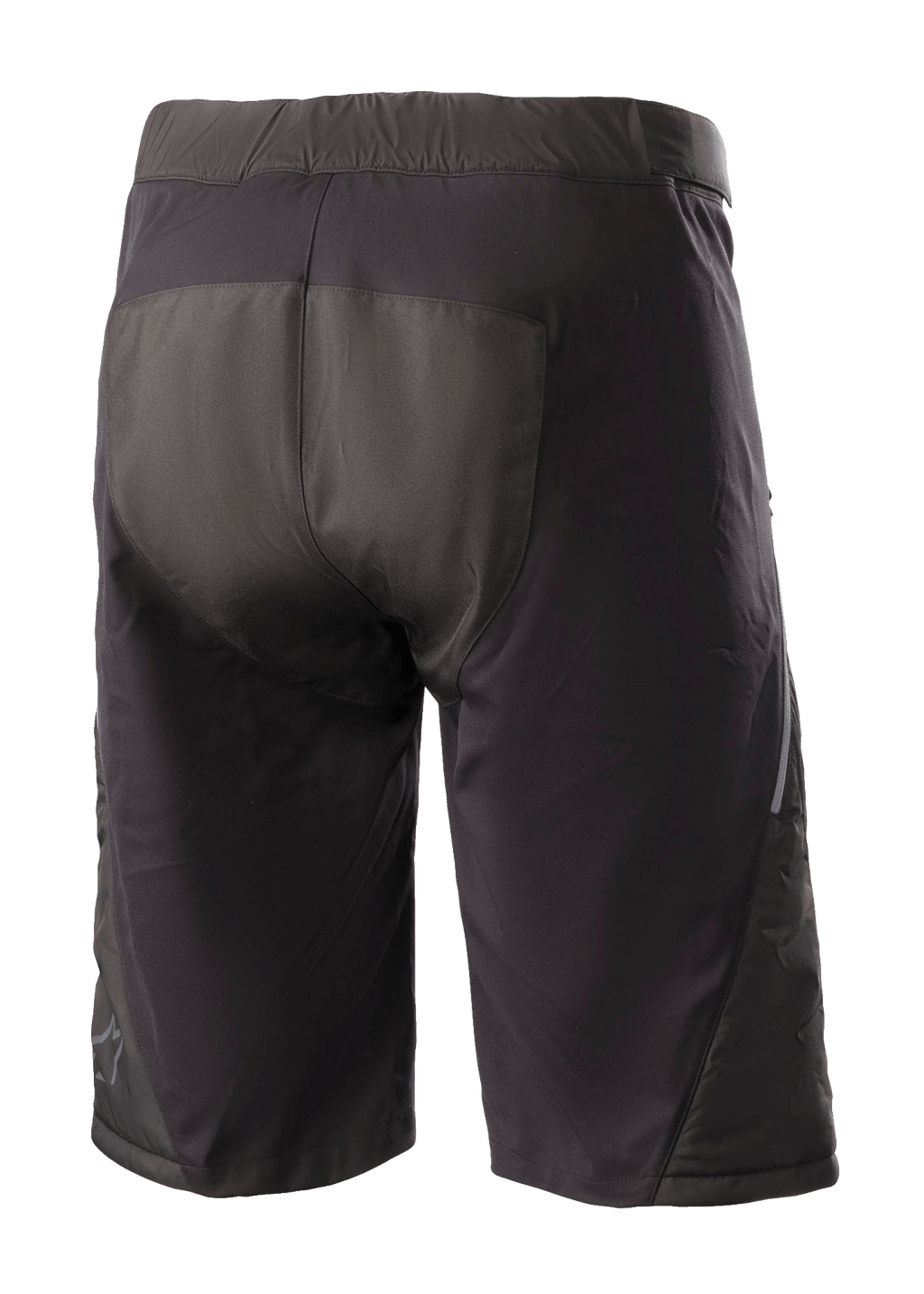 Alpinestars Denali 2 Shorts, pantalones cortos de ciclismo de montaña, Negro Grisaille, vista trasera con zona del asiento reforzada y construcción textil resistente al agua para ciclismo de montaña