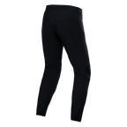 Pantalones impermeables Alpinestars A-Dura, negro, vista trasera que muestra la construcción de tejido técnico, pantalones de mountain bike con clasificación de impermeabilidad de 20k, tejido elástico duradero para rodar en condiciones húmedas