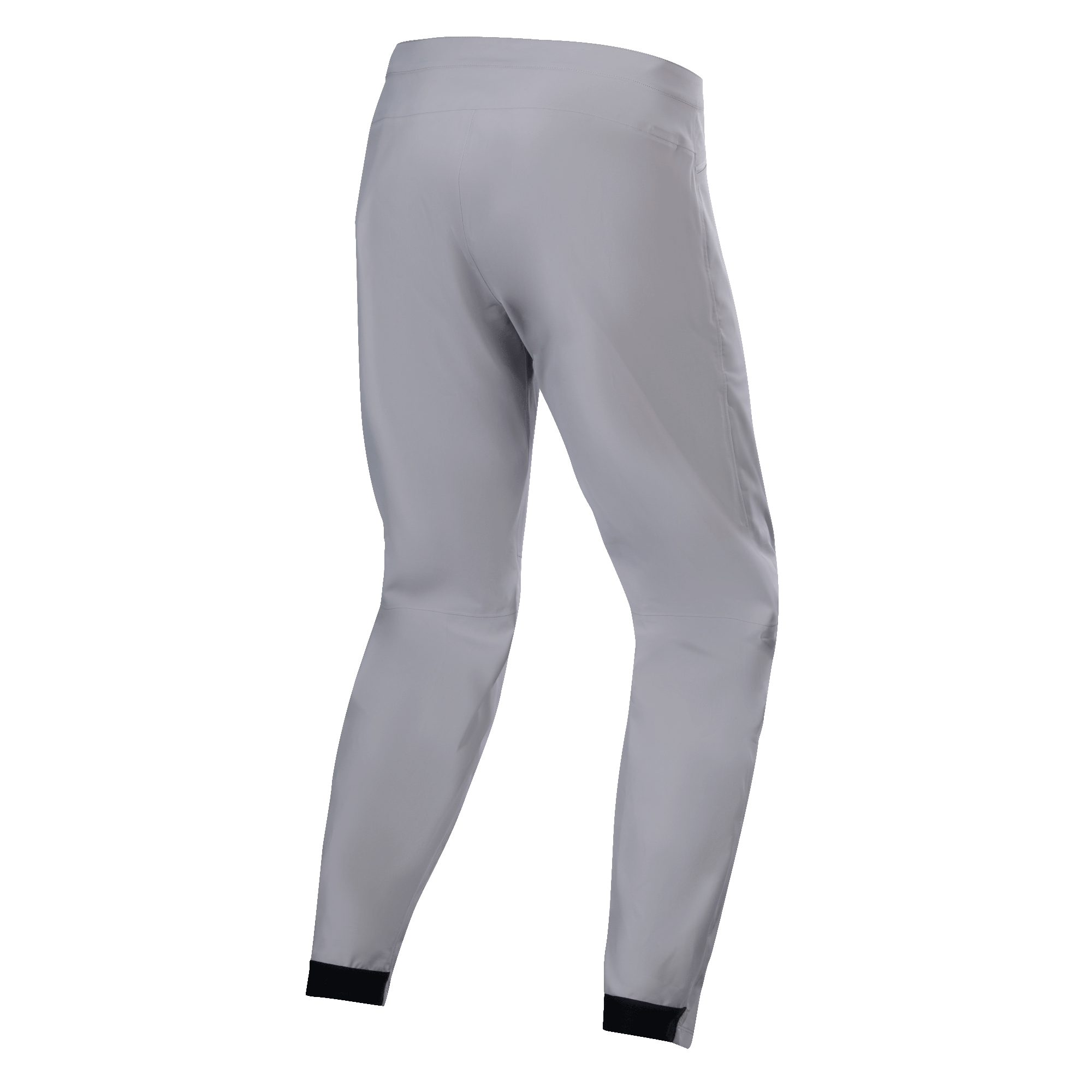 Pantalones impermeables Alpinestars A-Dura, pantalones de MTB, gris titanio, vista trasera, con perneras cónicas y puños elásticos negros, diseño técnico minimalista para ciclismo de montaña
