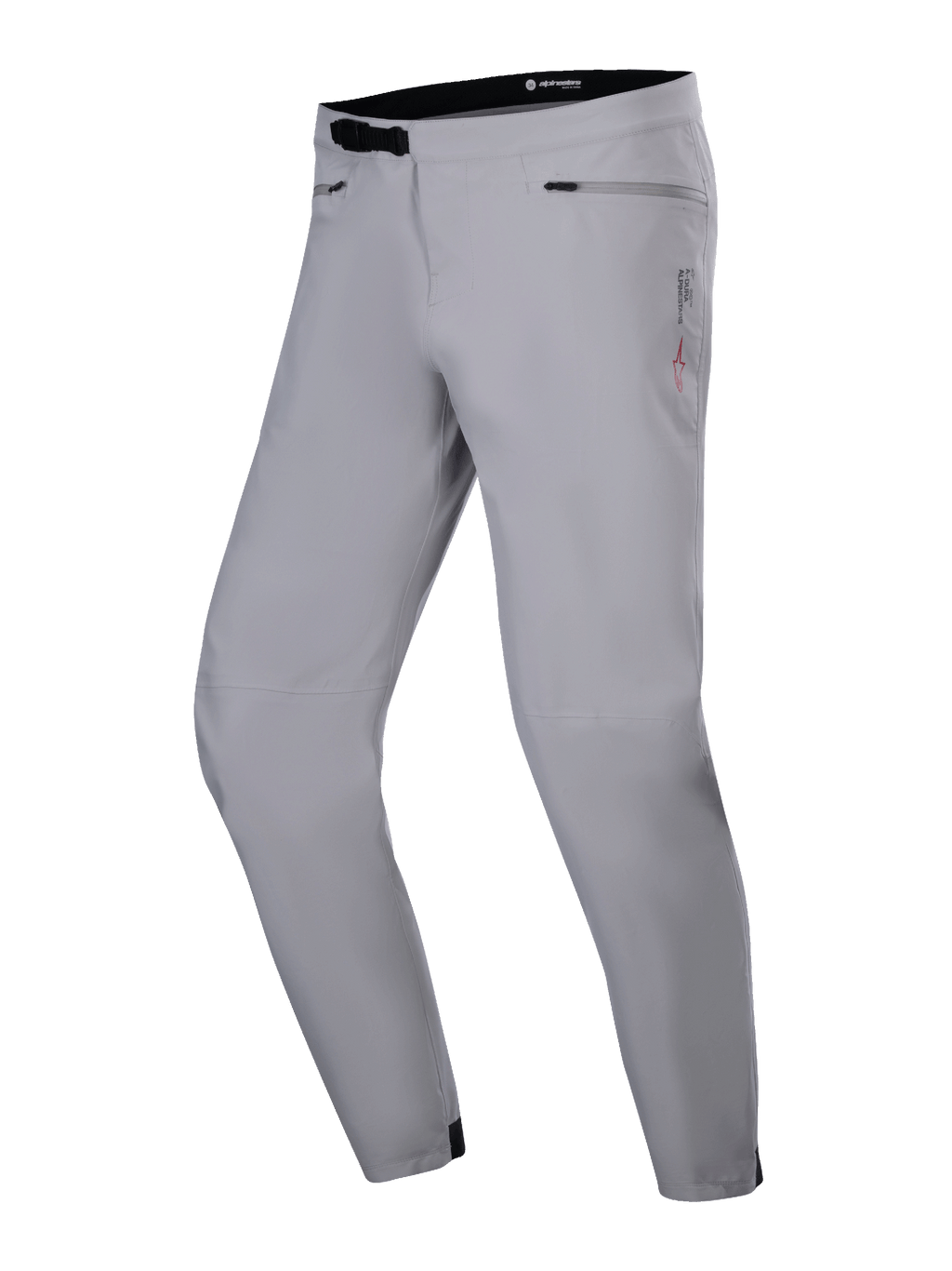 Pantalones impermeables Alpinestars A-Dura, pantalones de MTB, gris titanio, con un cierre de trinquete negro en la cintura, bolsillos con cremallera en la cadera y pernera cónica, diseño impermeable y duradero para ciclismo de montaña.