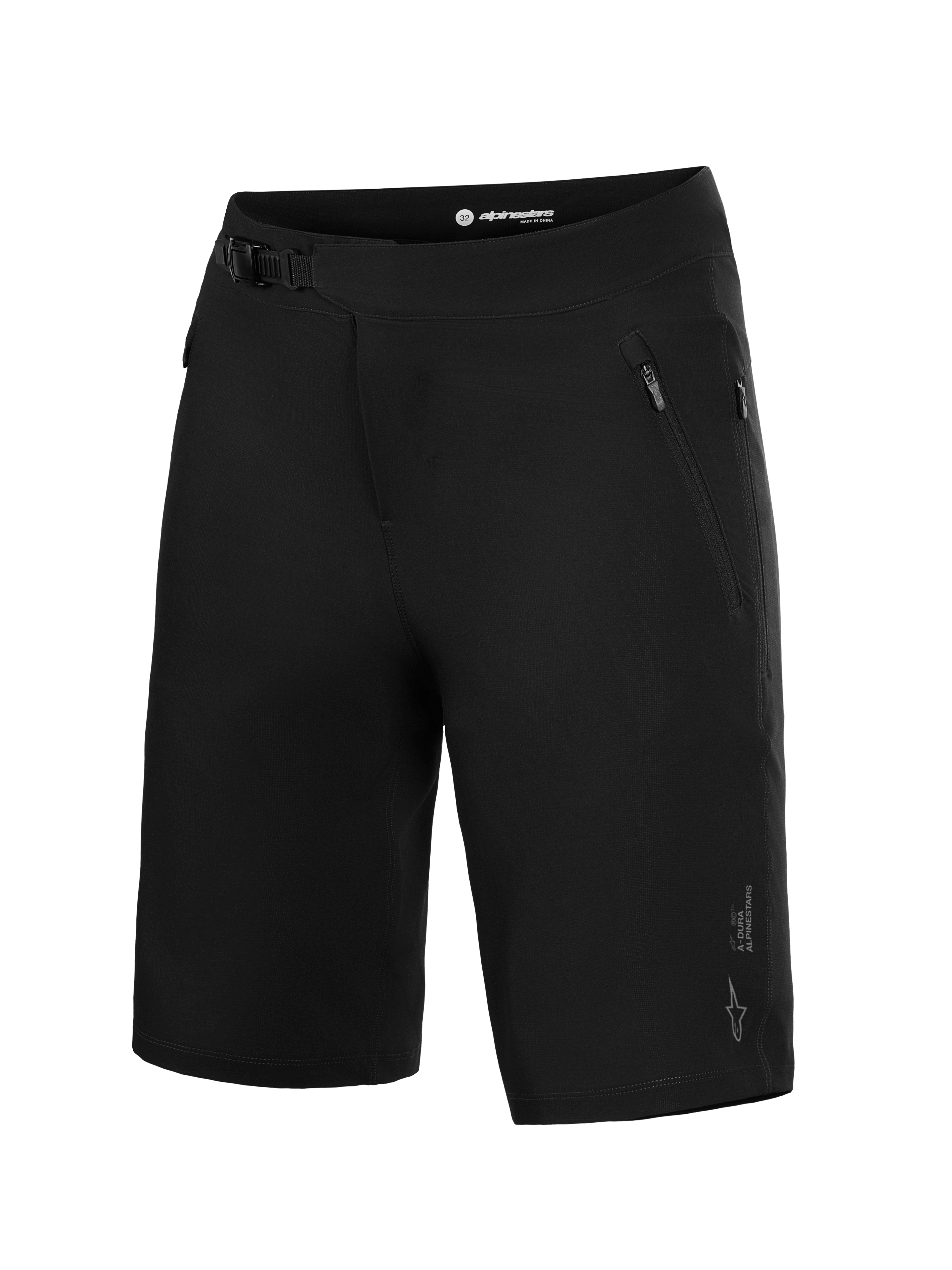 Pantalones cortos Alpinestars A-Dura Ride negros, con cierre de trinquete y bolsillos con cremallera para MTB.