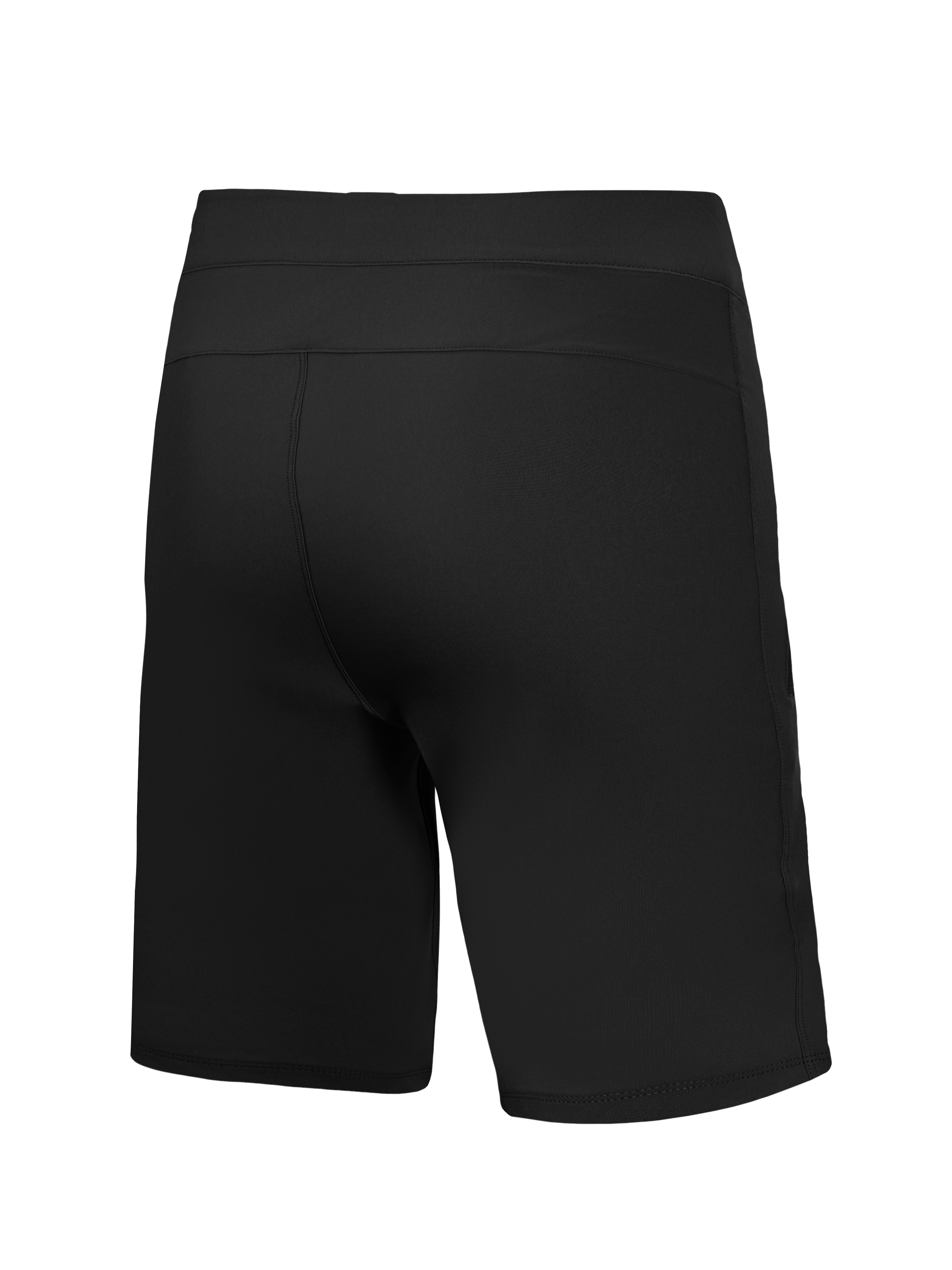 Pantalones cortos A-Dura Ride negros, vista trasera, tejido elástico en 4 direcciones para ciclismo de montaña.