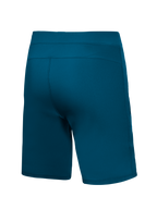 Pantalones cortos MTB A-Dura Ride azul verdoso, vista trasera, tejido elástico en 4 direcciones duradero para ciclismo.