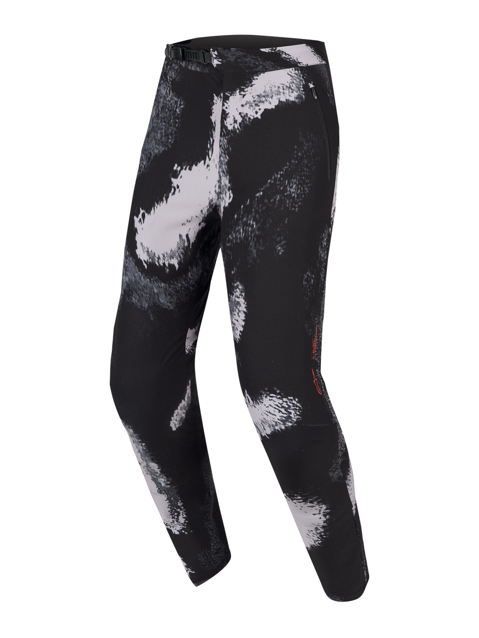 Pantalones Alpinestars A-Dura Ride en Black Camo, elásticos en 4 direcciones para MTB con cierre de trinquete frontal.