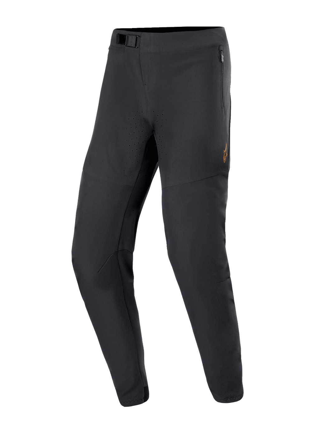 Pantalones Alpinestars A-Aria Elite, pantalones de mountain bike, negro, con perforaciones láser para ventilación, cierre de hebilla magnética y bolsillos con cremallera, diseño cónico elegante para ciclismo de montaña de alto rendimiento